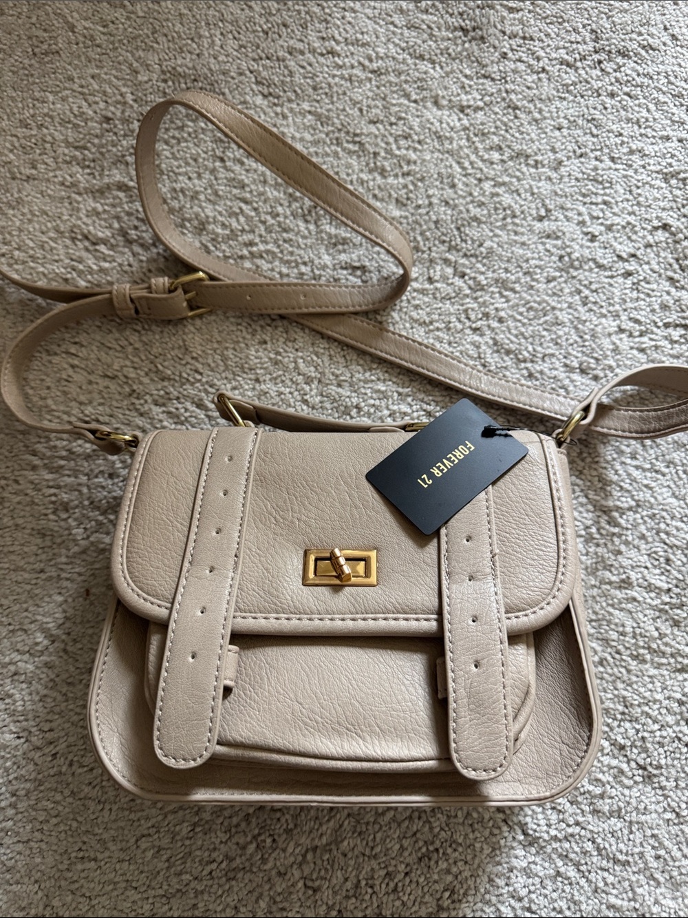 Forever 21 Taupe Crossbody Bag with Gold Hardware